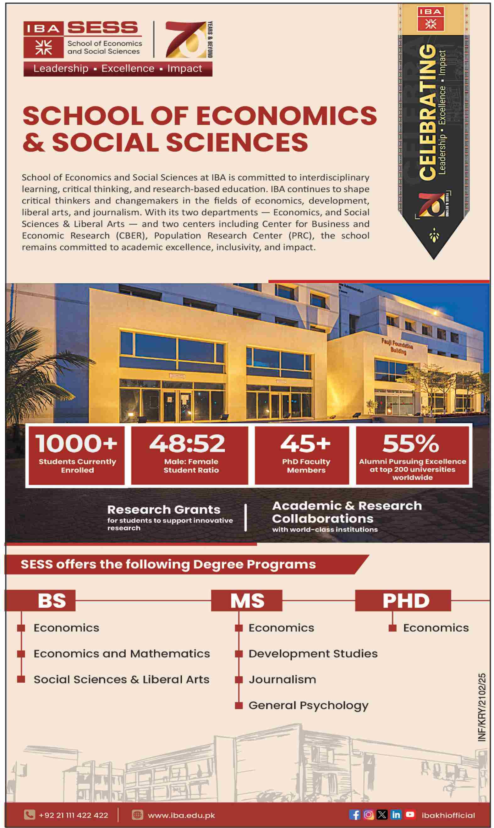 Admission Open in School of Economics & Social Sciences Karachi